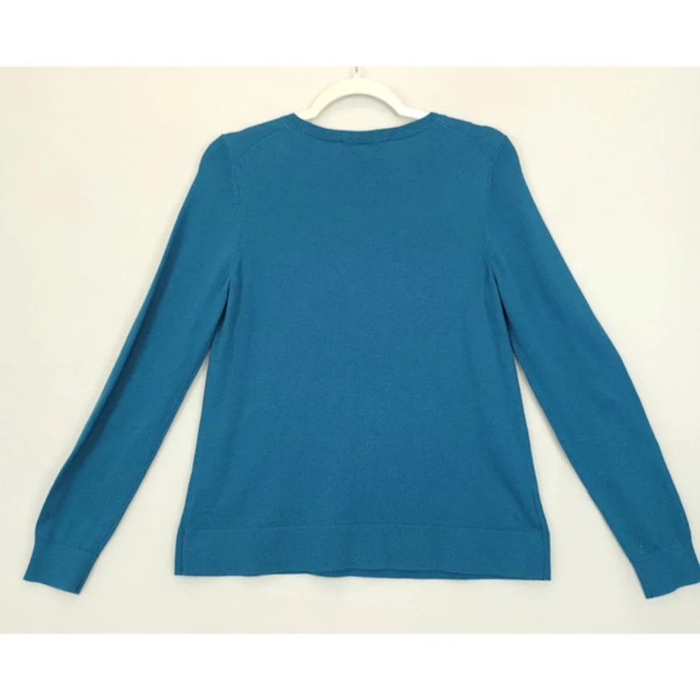 LOFT Sweater Women M Blue Knit Pullover Huskey Dog Stars Graphic Whimsical Cozy - Picture 2 of 12